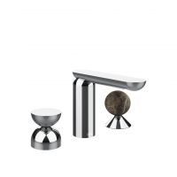 Смеситель для раковины Gessi Perle 74918 без донного клапана с металлическим вентилем-полусферой и вентилем-сферой из мрамора Emperador Dark схема 6