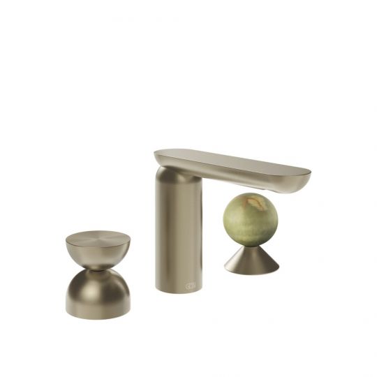 Смеситель для раковины Gessi Perle 74958 без донного клапана с металлическим вентилем-полусферой и вентилем-сферой из камня Onyx Green схема 9 Смеситель для раковины Gessi Perle 74958 без донного клапана с металлическим вентилем-полусферой и вентилем-сферой из камня Onyx Green схема 9