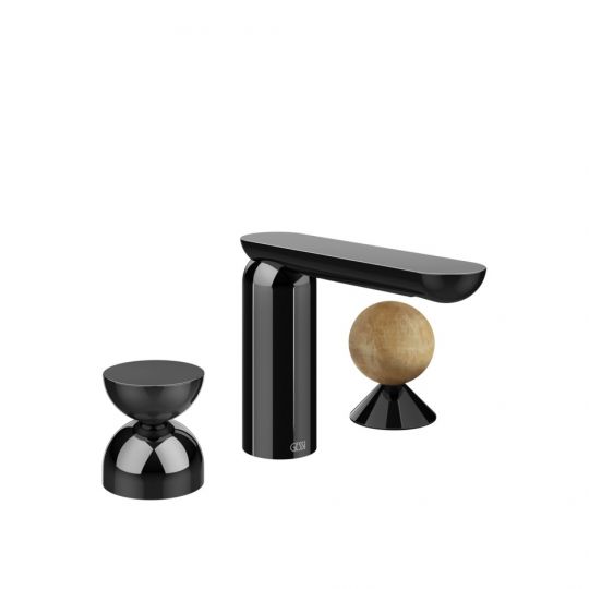 Смеситель для раковины Gessi Perle 74938 без донного клапана с металлическим вентилем-полусферой и вентилем-сферой из камня Onyx Cola схема 3