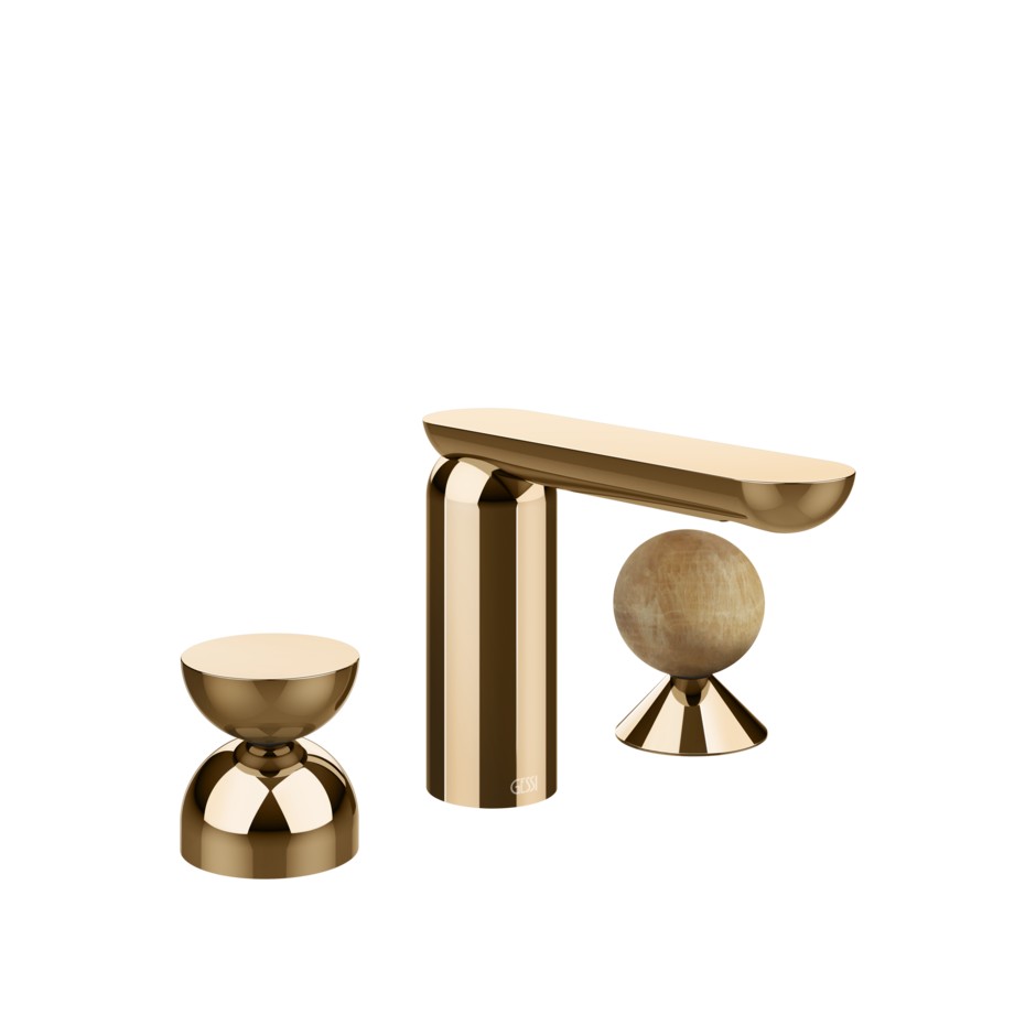 Смеситель для раковины Gessi Perle 74938 без донного клапана с металлическим вентилем-полусферой и вентилем-сферой из камня Onyx Cola