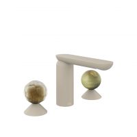 Смеситель для раковины Gessi Perle 74455 без донного клапана с вентилями-сферами из муранского стекла Battuto и камня Onyx Green схема 12