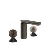 Смеситель для раковины Gessi Perle 74165 без донного клапана с вентилями-сферами из мрамора Emperador Dark и муранского стекла Pulegoso схема 1