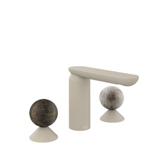 Смеситель для раковины Gessi Perle 74165 без донного клапана с вентилями-сферами из мрамора Emperador Dark и муранского стекла Pulegoso схема 12
