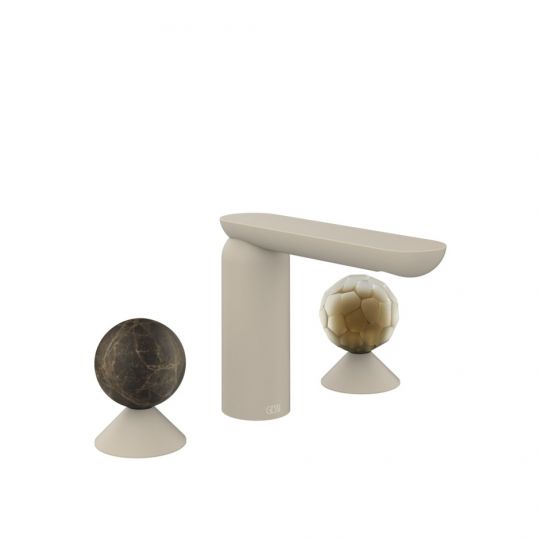 Смеситель для раковины Gessi Perle 74145 без донного клапана с вентилями-сферами из мрамора Emperador Dark и муранского стекла Battuto схема 12