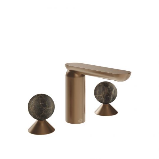 Смеситель для раковины Gessi Perle 74115 без донного клапана с вентилями-сферами из мрамора Emperador Dark схема 7
