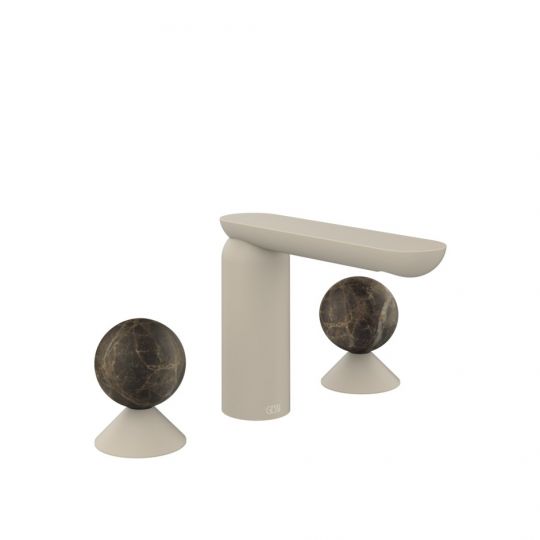 Смеситель для раковины Gessi Perle 74115 без донного клапана с вентилями-сферами из мрамора Emperador Dark схема 12