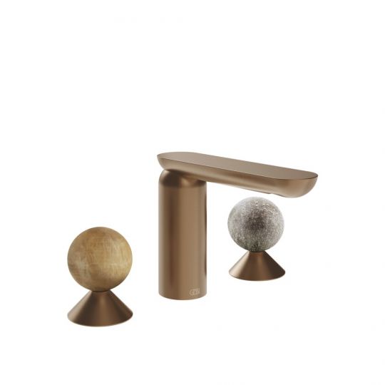 Смеситель для раковины Gessi Perle 74365 без донного клапана с вентилями-сферами из камня Onyx Cola и муранского стекла Pulegoso схема 7