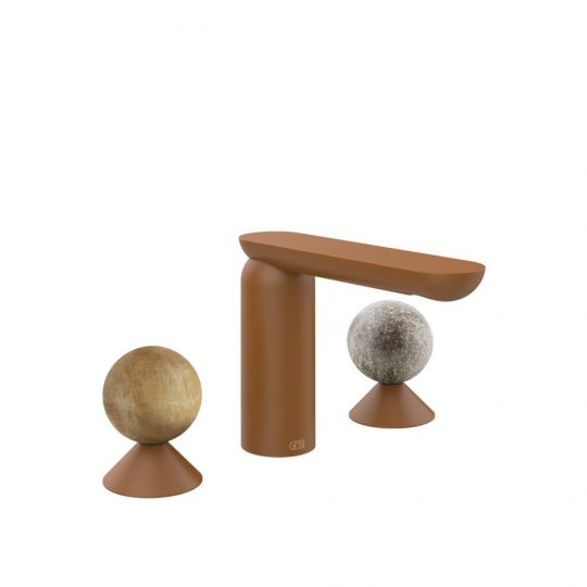 Смеситель для раковины Gessi Perle 74365 без донного клапана с вентилями-сферами из камня Onyx Cola и муранского стекла Pulegoso схема 11