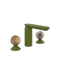 Смеситель для раковины Gessi Perle 74365 без донного клапана с вентилями-сферами из камня Onyx Cola и муранского стекла Pulegoso схема 13