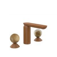 Смеситель для раковины Gessi Perle 74345 без донного клапана с вентилями-сферами из камня Onyx Cola и муранского стекла Battuto схема 11