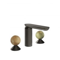 Смеситель для раковины Gessi Perle 74355 без донного клапана с вентилями-сферами из камня Onyx Cola и Onyx Green схема 1