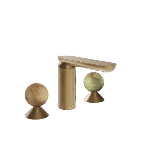 Смеситель для раковины Gessi Perle 74355 без донного клапана с вентилями-сферами из камня Onyx Cola и Onyx Green схема 15