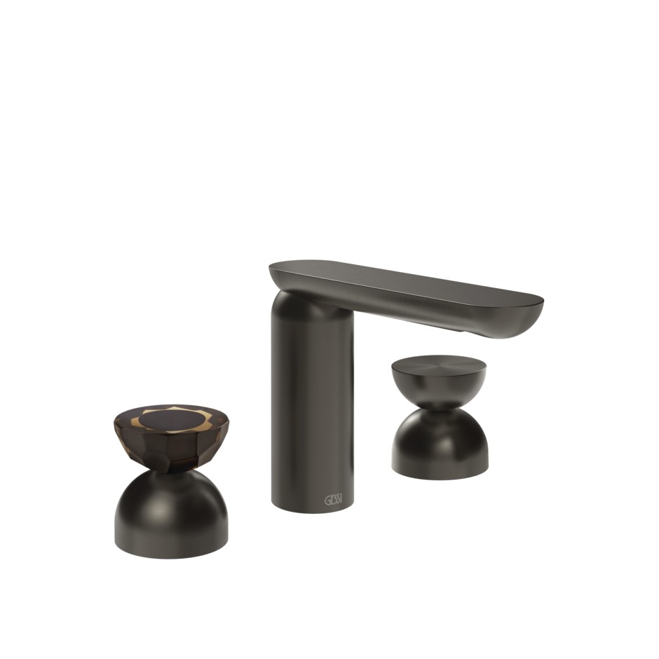 Смеситель для раковины Gessi Perle 74896 без донного клапана с вентилями-полусферами из металла и муранского стекла Battuto