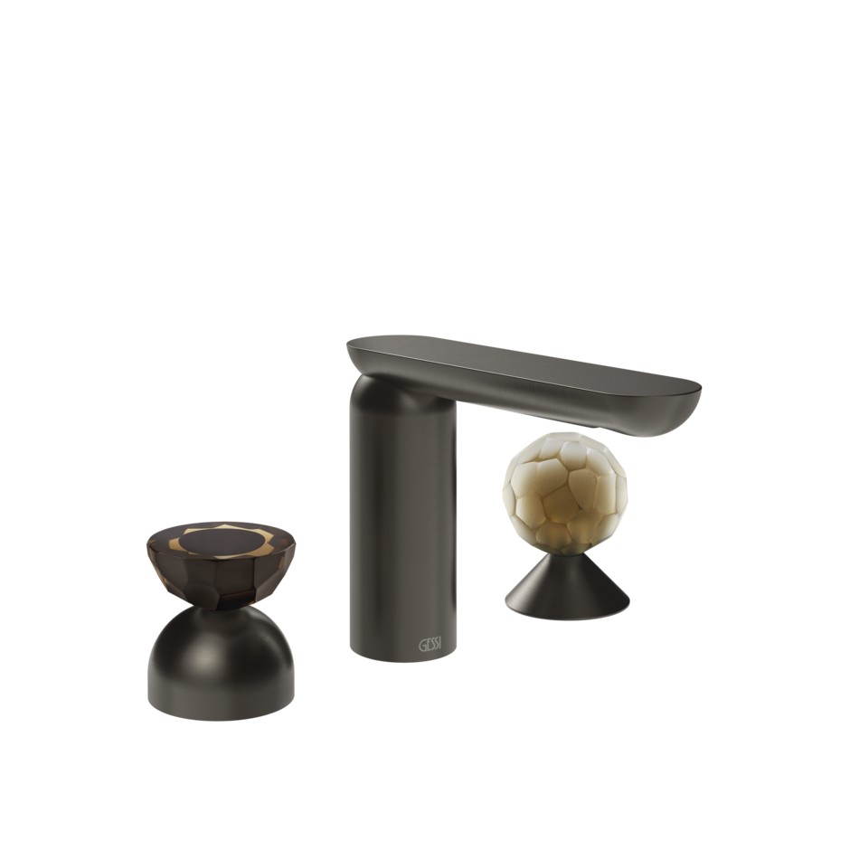 Смеситель для раковины Gessi Perle 74848 без донного клапана с вентилем-сферой и полусферой из муранского стекла Battuto