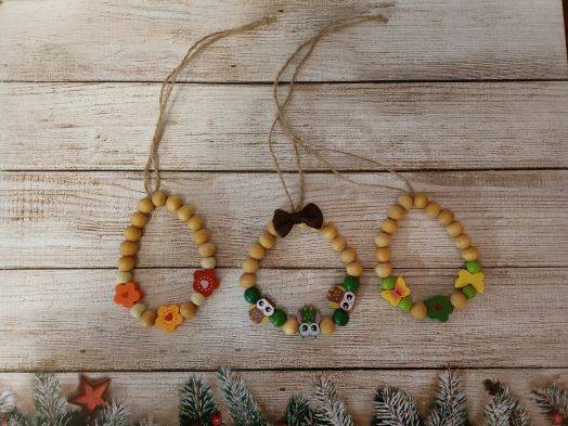 Набор подвесных эко-украшений "Венки из Можжевеловых Бусин" (3 шт.)