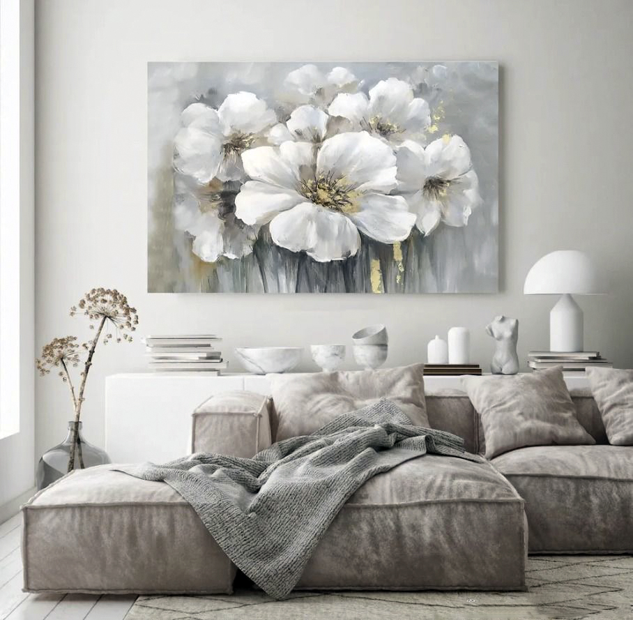 Мастер-класс по интерьерной живописи с использованием золотой потали "Интерьерная картина Цветы"