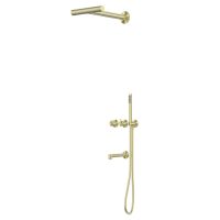 Душевая система ABBER Perfekte 316 AF8A50BG скрытого монтажа с термостатом, с изливом, золото брашированное