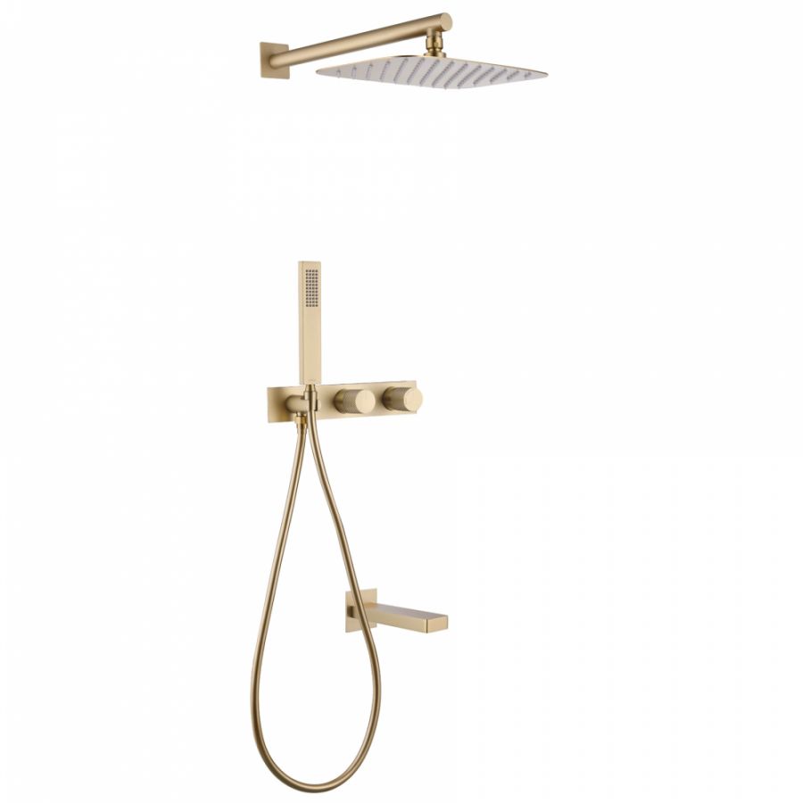 Душевая система ABBER Rund AF8717G скрытого монтажа с изливом, золото матовое