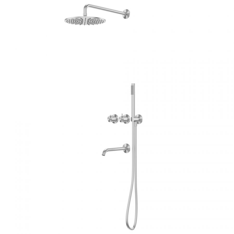 Душевая система ABBER Wasser Kreis 316 AF8150BST скрытого монтажа с изливом, термостат, сталь брашированная