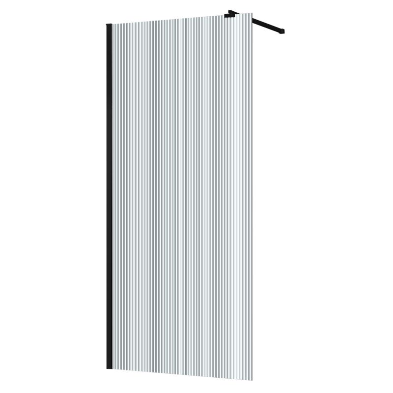 Душевая перегородка Azario Walk-in 110х195 рифленое стекло 8мм, профиль черный матовый AZ-251-110-MB-CRF