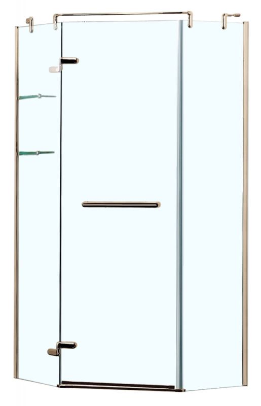 Душевое ограждение Azario MONTREAL 100х100 L, без поддона, прозрачное стекло 8мм, цвет профиля золото AZ-NWG3231 100 L GOLD