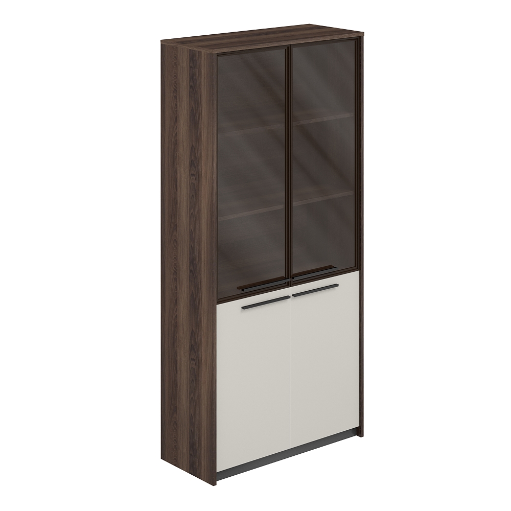 Шкаф высокий комбинированный с дверьми со стеклом в алюминиевой раме, 940х410х1994