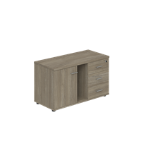 Тумба опорная (мобильная) с 3-мя ящиками + замок, распашным фасадом и нишей, правая 1004х462х581