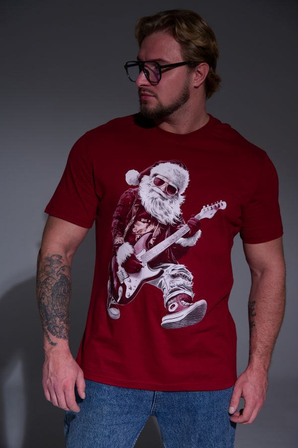 8581 футболка унисекс [бордо+Д мороз с гитарой]