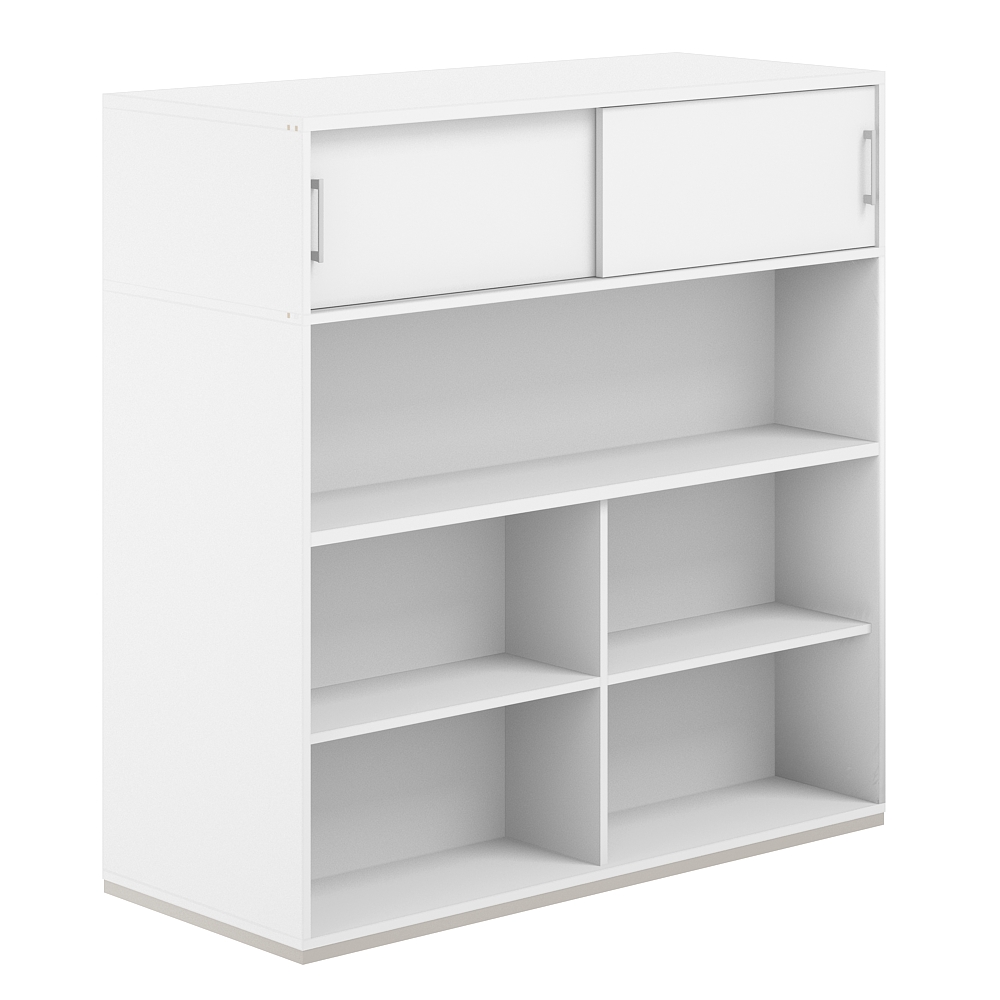 Стеллаж-комбо 2-стор. 1638 с антресолью, с экраном ЛДСП