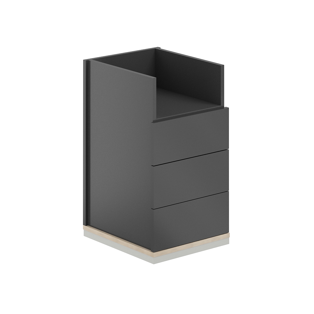 Тумба приставная 3 ящика метаб.+ниша