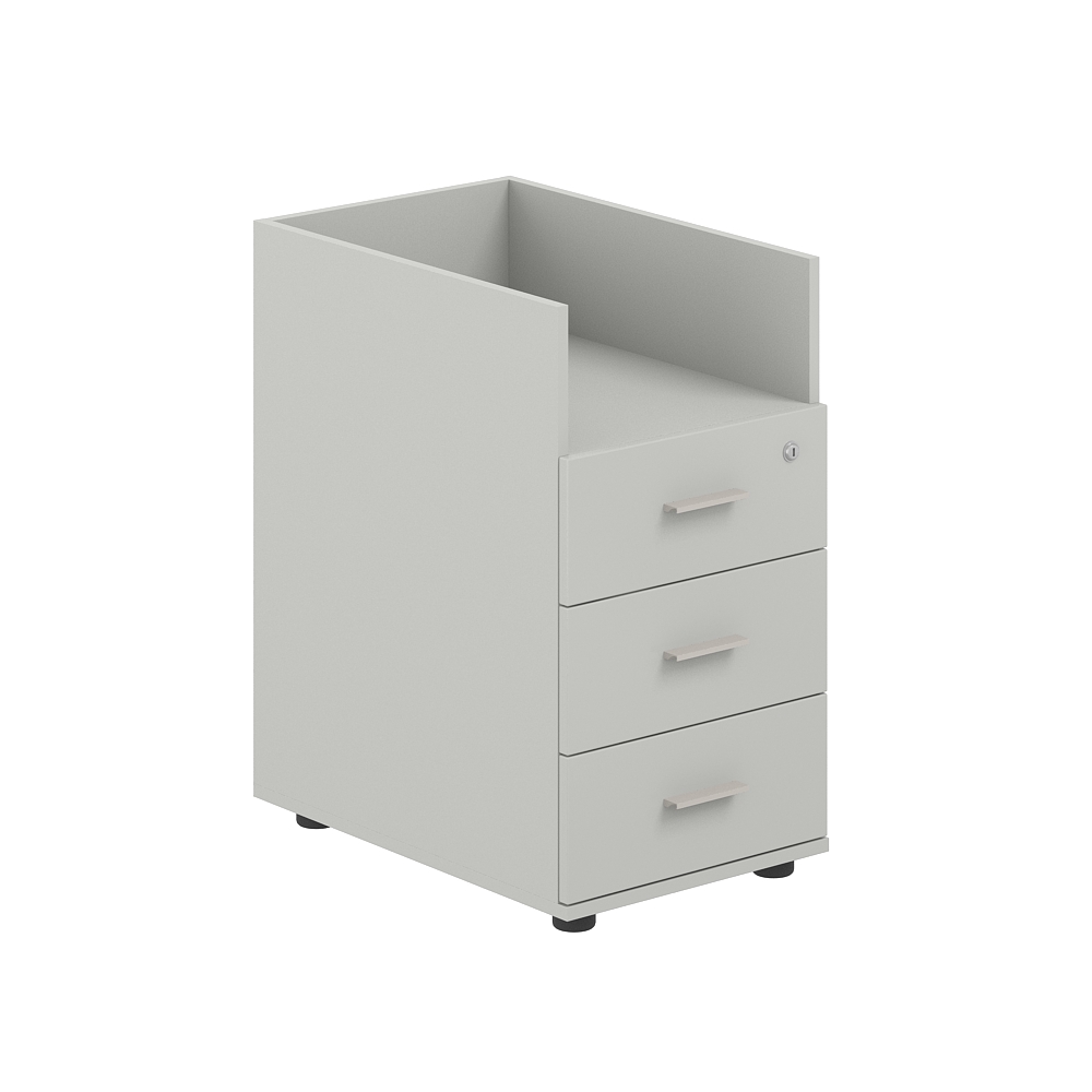 Тумба приставная 400х600х725 с 3 ящ. и нишей, с замком без топа