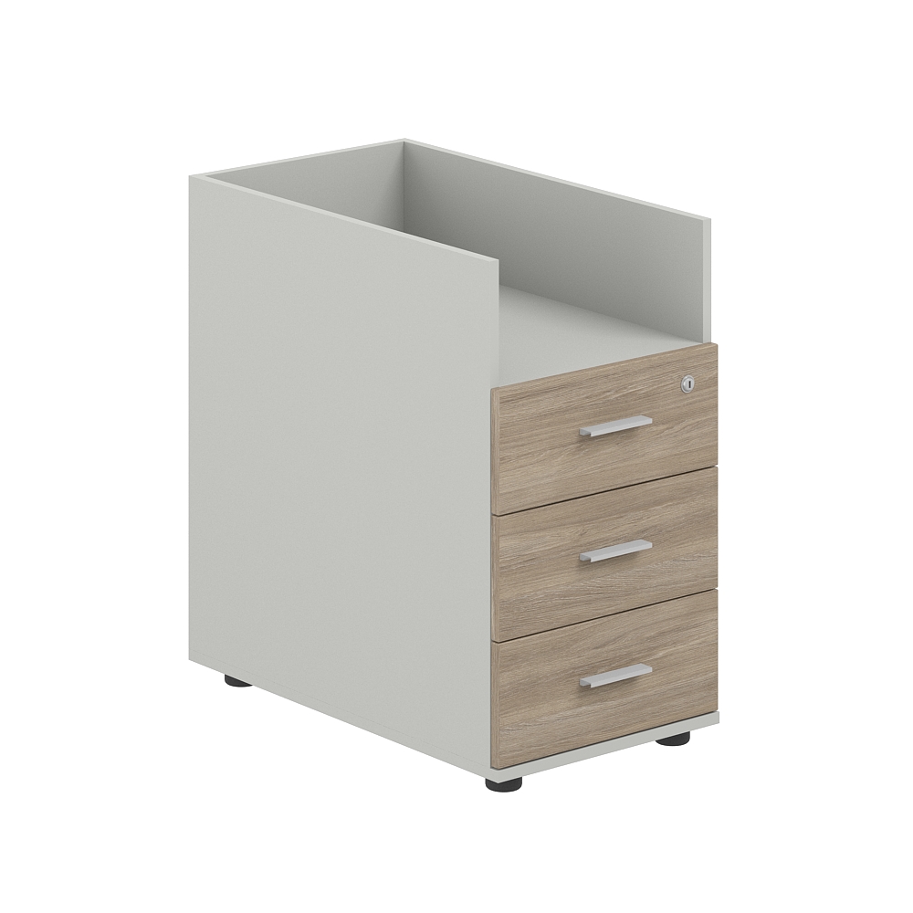 Тумба приставная 400х700х725 с 3 ящ.(метаб) и нишей, с замком без топа