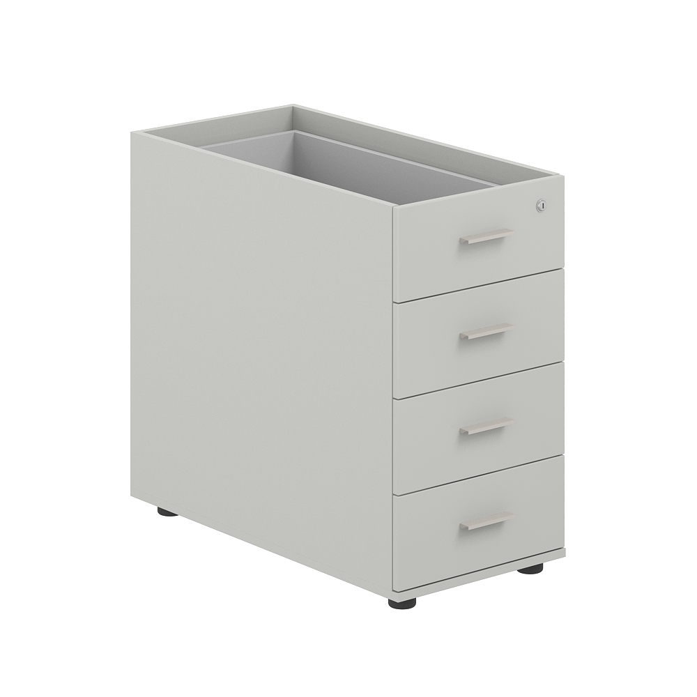 Тумба приставная 400х800х725 с 4 ящ., с замком без топа