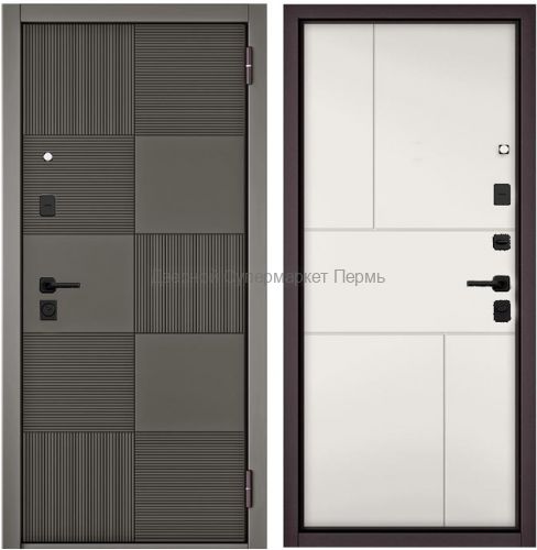 TRUST ЕCO PP Корич. муар. Холст  Вулканический 9Е 173/ Белый софт 9Е входная дверь