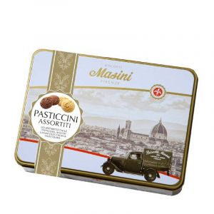 Печенье Ассорти шоколад и лимончелло Masini Pasticcini Assortiti в жестяной коробке 300 г Италия