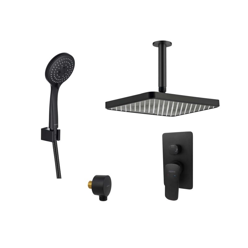 Душевой комплект встраиваемый Aquatek ВЕГА, черный матовый AQ1073MB