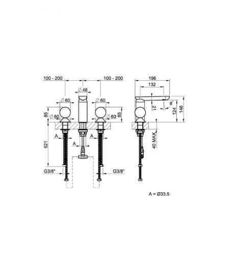 Смеситель для раковины Gessi Perle 74225 без донного клапана с вентилями-сферами из муранского стекла Sfaccettato схема 2