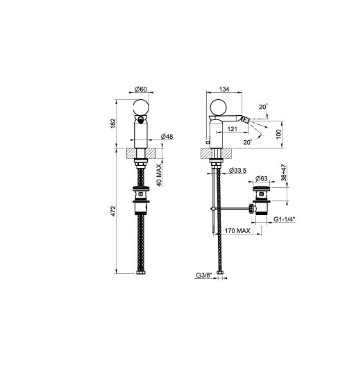 Смеситель для биде Gessi Perle 74507 с донным клапаном с вентилем из камня Onyx Green ФОТО