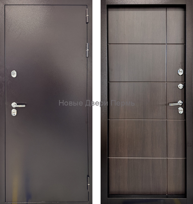 "МОНОЛИТ ТЕПЛО" Антик медь/Лиственница темная уличная дверь с терморазрывом в Перми