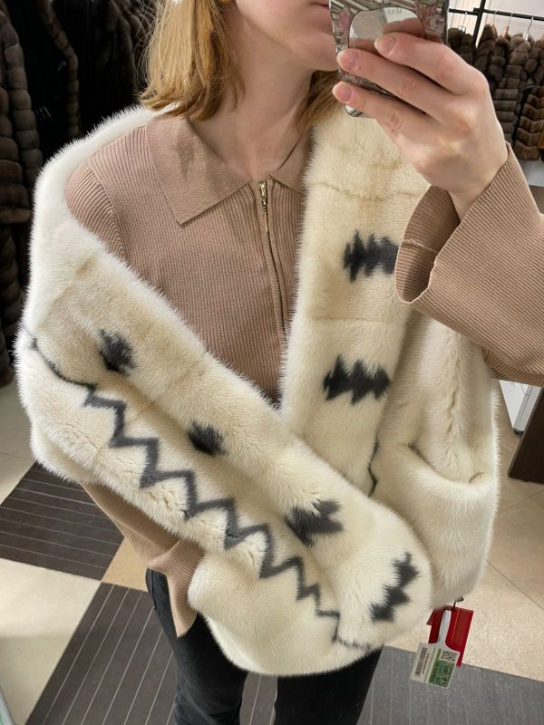 Палантин из меха норки в технике "Интарсия"