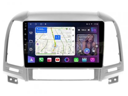 Магнитола Hyundai Santa Fe 2 2006-2012, рамка серебро, Farcar (TM008MS)