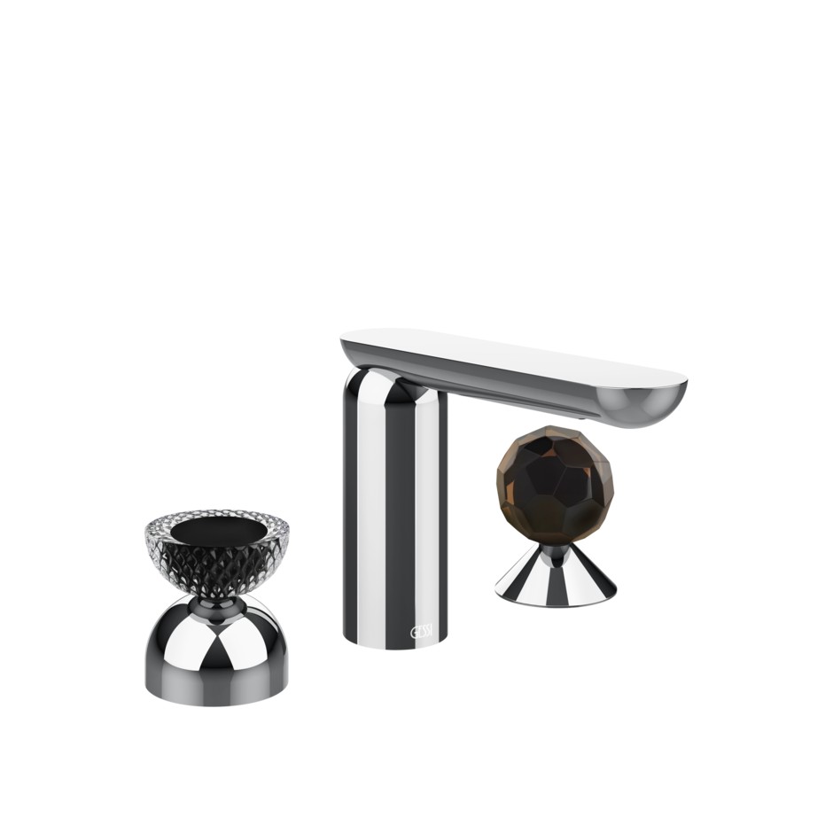 Смеситель для раковины Gessi Perle 74728 без донного клапана с вентилем-полусферой из муранского стекла Balloton и вентилем-сферой из муранского стекла Sfaccettato ФОТО