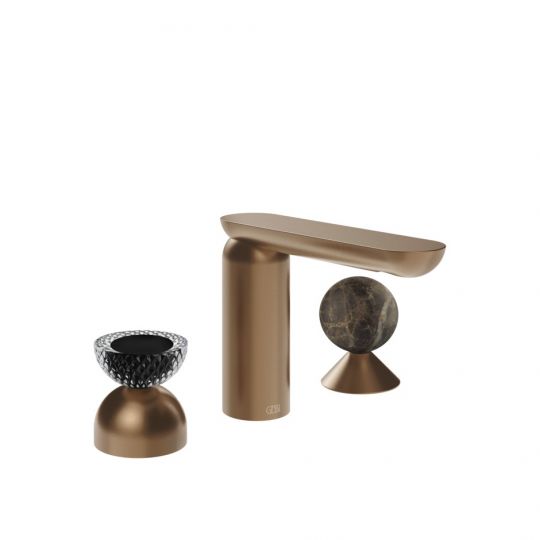 Смеситель для раковины Gessi Perle 74718 без донного клапана с вентилем-полусферой из муранского стекла Balloton и вентилем-сферой из мрамора Emperador Dark схема 7