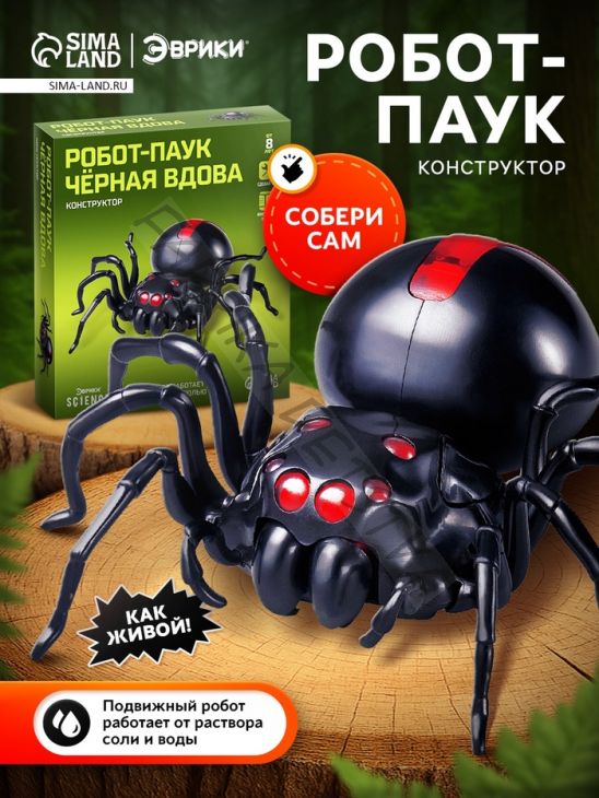 Робот паук «Чёрная вдова» Эврики, конструктор, 43 детали, на воде с солью