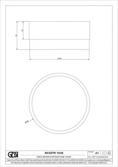 Мыльница Gessi Incastri Dark Smoke 75426 круглая схема 2