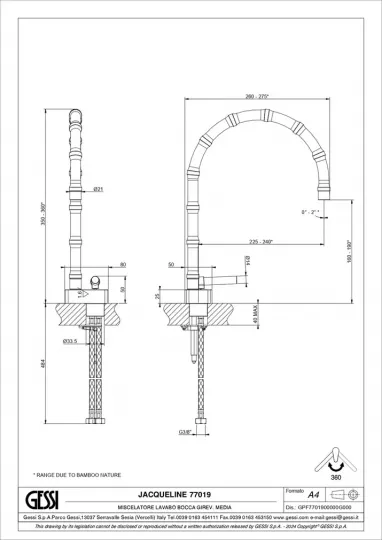 Смеситель для раковины Gessi Jacqueline 77019 со средним поворотным изливом металлический вентиль схема 2 Смеситель для раковины Gessi Jacqueline 77019 со средним поворотным изливом металлический вентиль схема 2