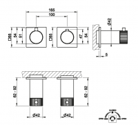 Смеситель для душа Gessi Incastri 75134 с термостатом на 2 позиции схема 2