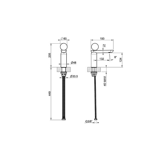 Смеситель для раковины Gessi Perle 74402 низкий с вентилем из муранского стекла Battuto без донного клапана схема 2