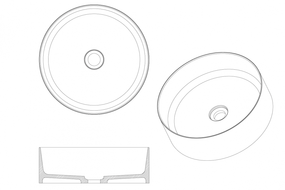 Раковина накладная Corian 40 см Boheme Corian 819-MW ФОТО