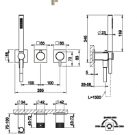 Смеситель для душа Gessi Incastri 75036 встраиваемый с ручным душем и переключателем на 2 источника схема 2 Смеситель для душа Gessi Incastri 75036 встраиваемый с ручным душем и переключателем на 2 источника схема 2